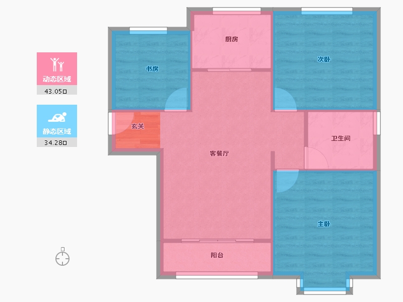 河南省-郑州市-郑西鑫苑名家四期488m²-70.40-户型库-动静分区