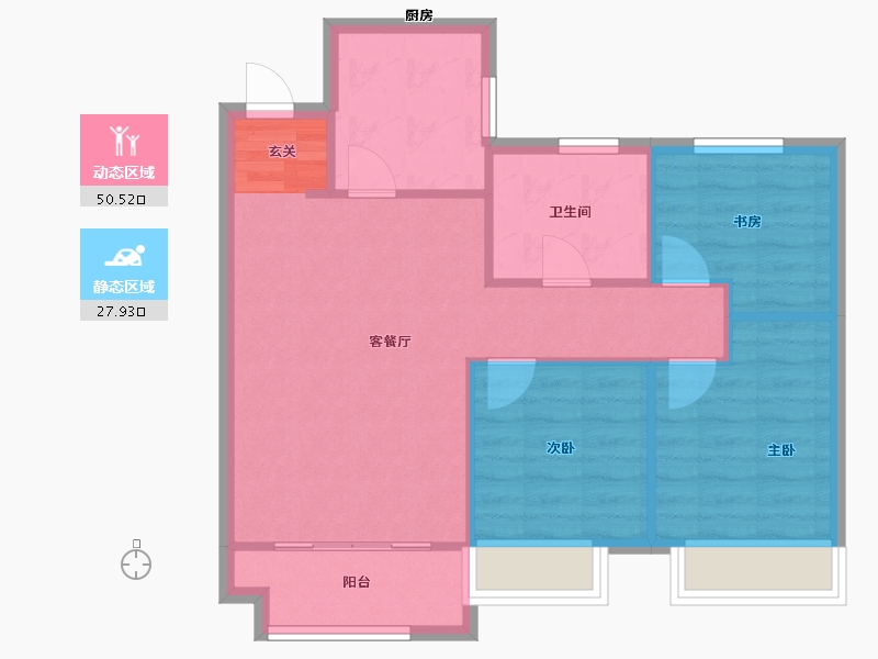 河南省-郑州市-郑西鑫苑名家5期47号楼89m²-71.20-户型库-动静分区