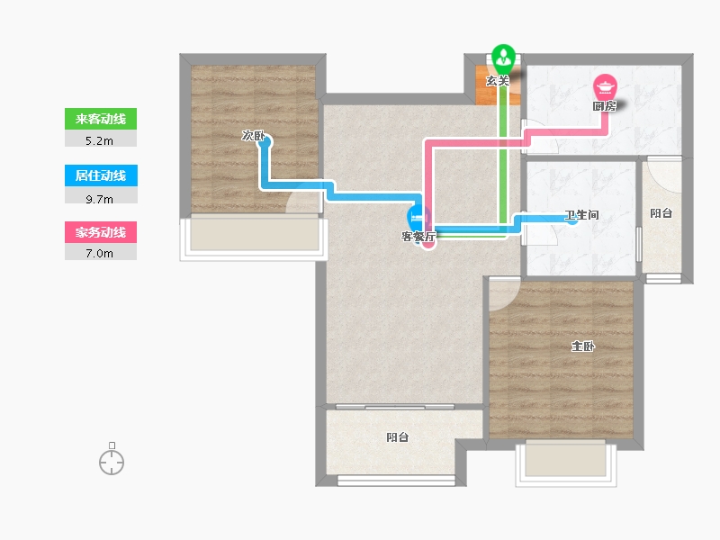 河南省-郑州市-郑西鑫苑名家1栋91m²-72.80-户型库-动静线