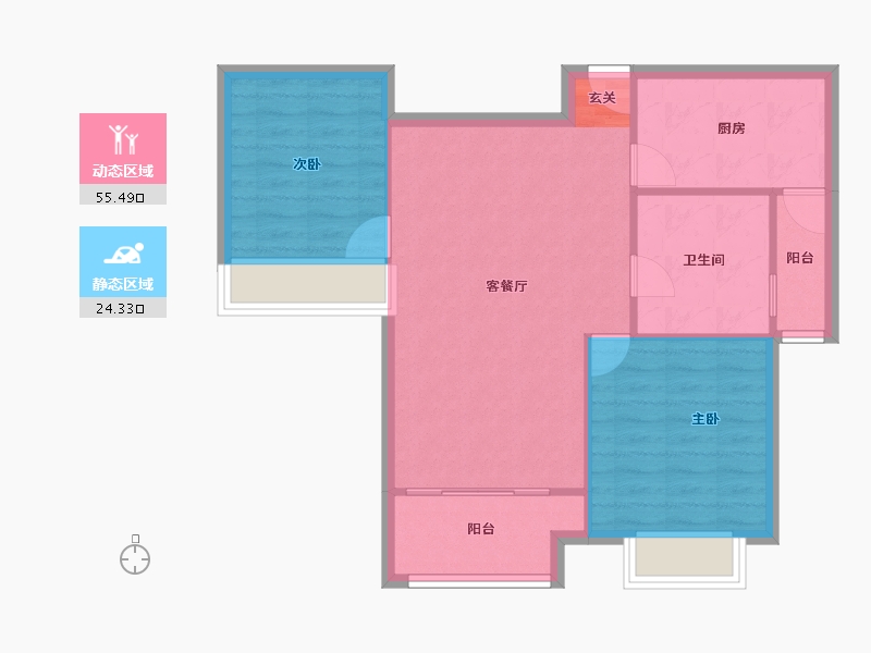 河南省-郑州市-郑西鑫苑名家1栋91m²-72.80-户型库-动静分区