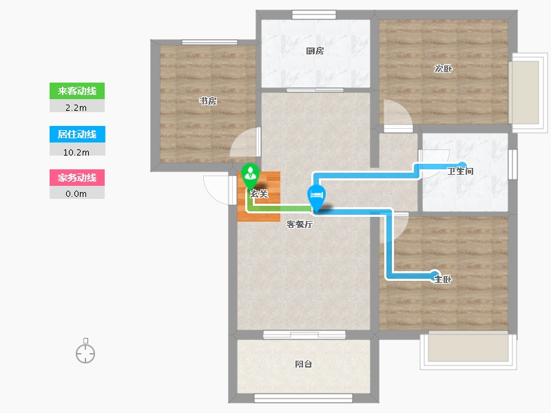 河南省-郑州市-郑西鑫苑名家1栋91m²-72.80-户型库-动静线