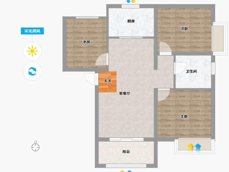 河南省-郑州市-郑西鑫苑名家1栋91m²-72.80-户型库-采光通风