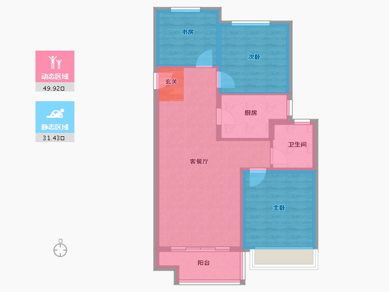 河南省-郑州市-郑西鑫苑名家35,四期24,四期2591m²-72.81-户型库-动静分区