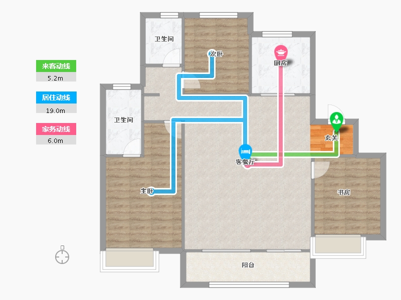 河南省-郑州市-郑西鑫苑名家52号楼135m²-108.00-户型库-动静线