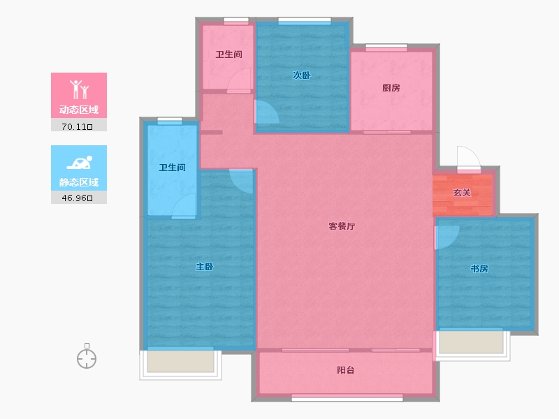 河南省-郑州市-郑西鑫苑名家52号楼135m²-108.00-户型库-动静分区