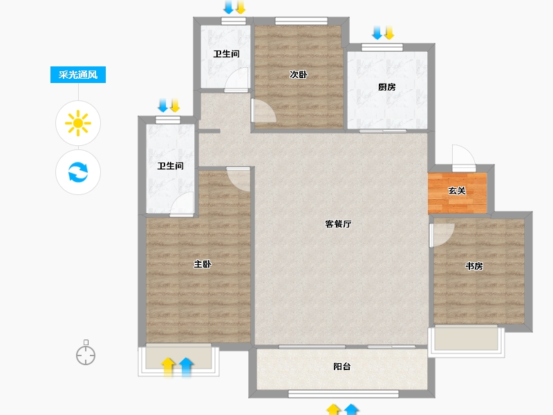 河南省-郑州市-郑西鑫苑名家52号楼135m²-108.00-户型库-采光通风