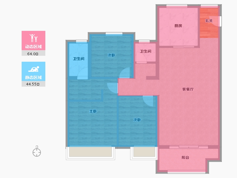 河南省-郑州市-郑西鑫苑名家五期49,51,48122m²-97.61-户型库-动静分区