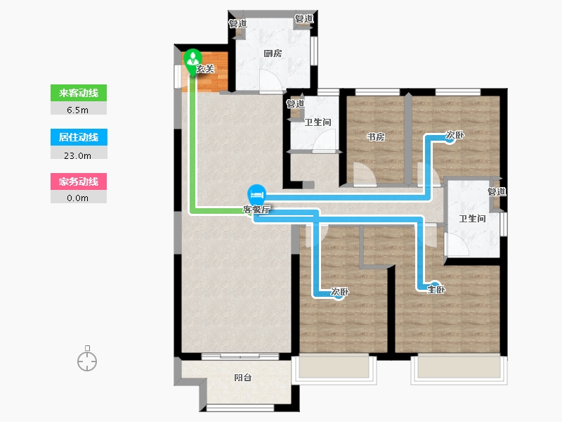 河南省-郑州市-新城郡望府书院6号楼,10号楼,11号楼,12号楼125m²-100.00-户型库-动静线