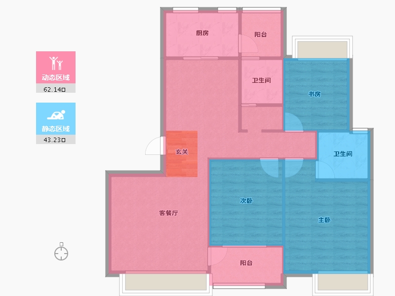 河南省-郑州市-居易西郡原著57,69栋120m²-95.99-户型库-动静分区