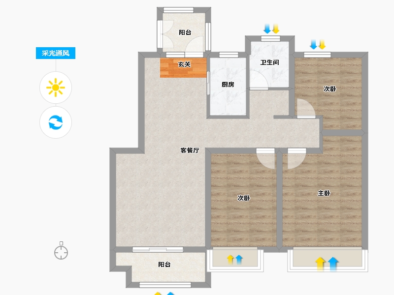 河南省-郑州市-居易西郡原著72栋105m²-84.00-户型库-采光通风