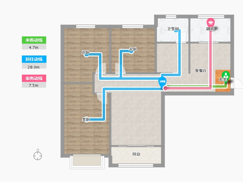 河南省-郑州市-大溪地一号南苑6号楼,12号院11号楼,1号院南院13号楼114m²-91.40-户型库-动静线