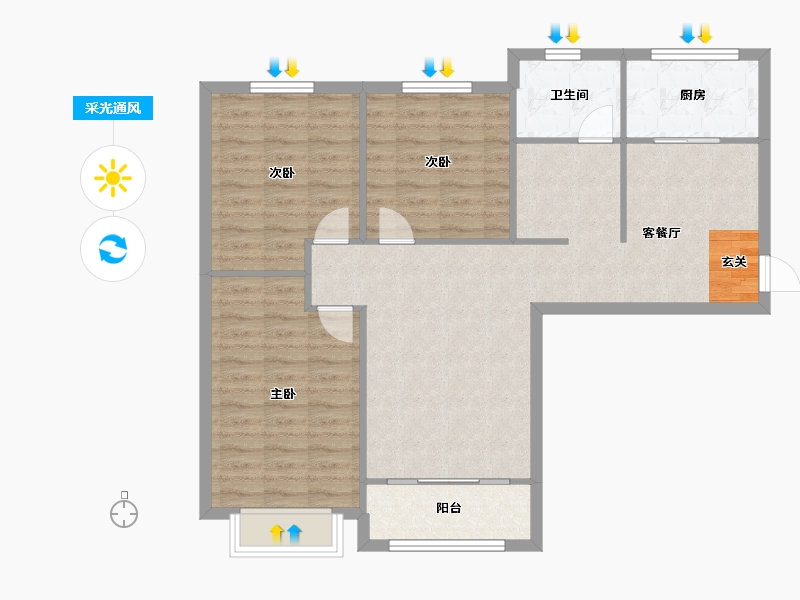 河南省-郑州市-大溪地一号南苑6号楼,12号院11号楼,1号院南院13号楼114m²-91.40-户型库-采光通风