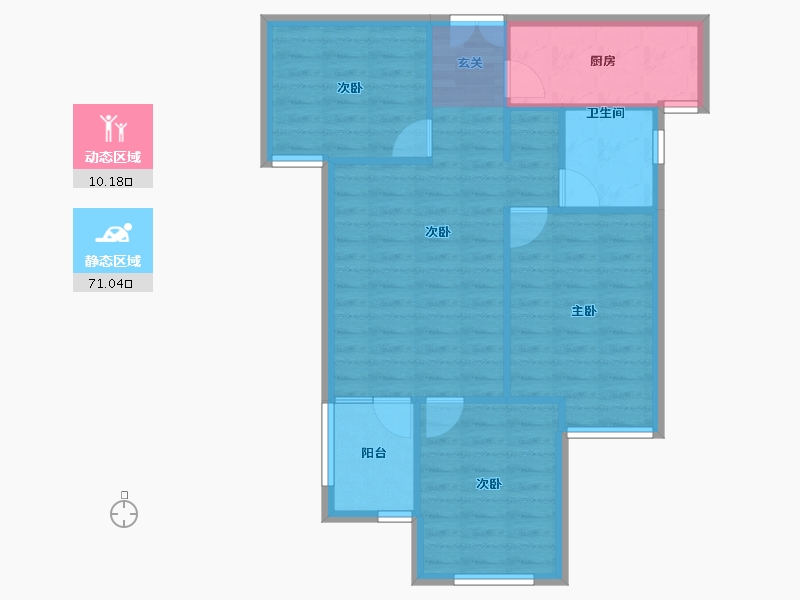 河南省-郑州市-大溪地10号院20号楼,10号院19号楼,10号院22号楼89m²-71.20-户型库-动静分区