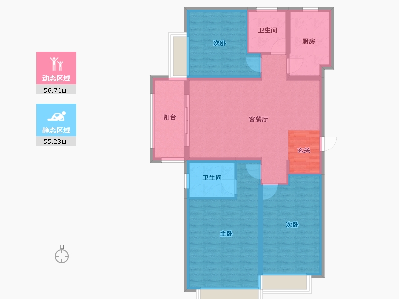 河南省-郑州市-瀚宇天悦湾2号院15号楼,2号院13号楼126m²-100.80-户型库-动静分区