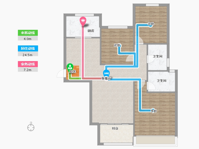 河南省-郑州市-瀚宇天悦湾2号院15号楼,2号院13号楼125m²-100.00-户型库-动静线