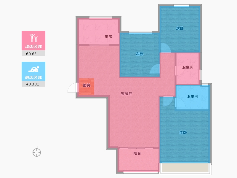 河南省-郑州市-瀚宇天悦湾2号院15号楼,2号院13号楼125m²-100.00-户型库-动静分区