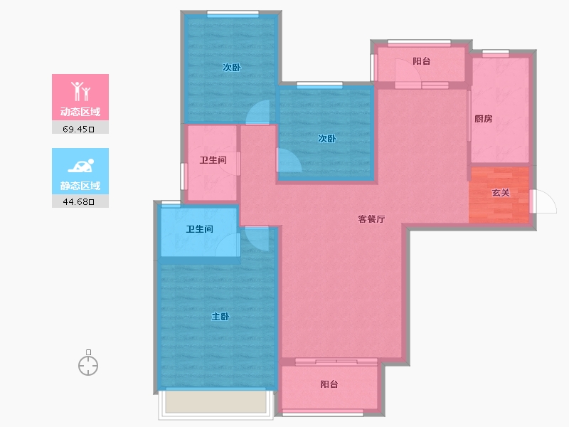 河南省-郑州市-瀚宇天悦湾2号院15号楼,2号院13号楼127m²-102.05-户型库-动静分区