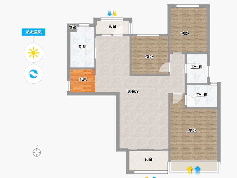 河南省-郑州市-瀚宇天悦湾7号院5,7号院6123m²-98.40-户型库-采光通风