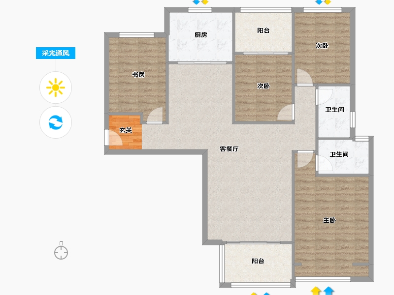 河南省-郑州市-瀚宇天悦湾1号院3151m²-120.80-户型库-采光通风