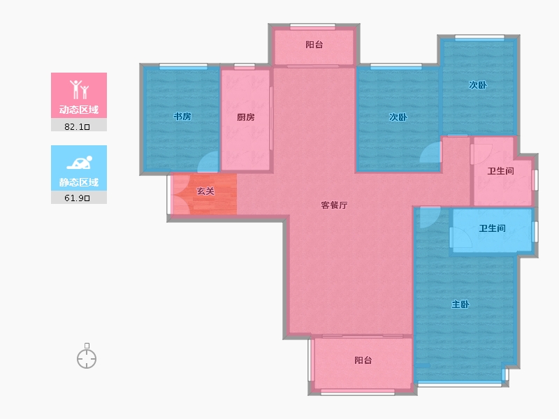 河南省-郑州市-瀚宇天悦湾1号院3166m²-132.80-户型库-动静分区