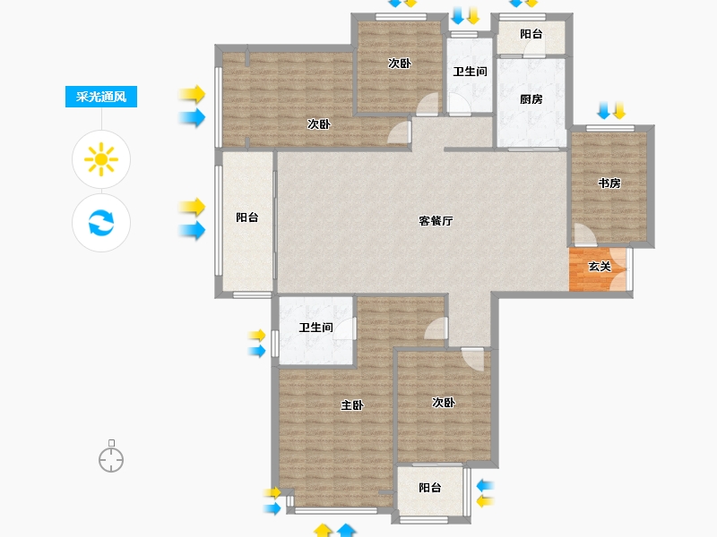 河南省-郑州市-瀚宇天悦湾1号院3214m²-171.26-户型库-采光通风