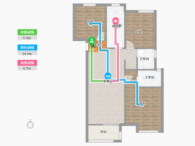 河南省-郑州市-金地格林小城60号楼,三期高层42号楼113m²-90.40-户型库-动静线