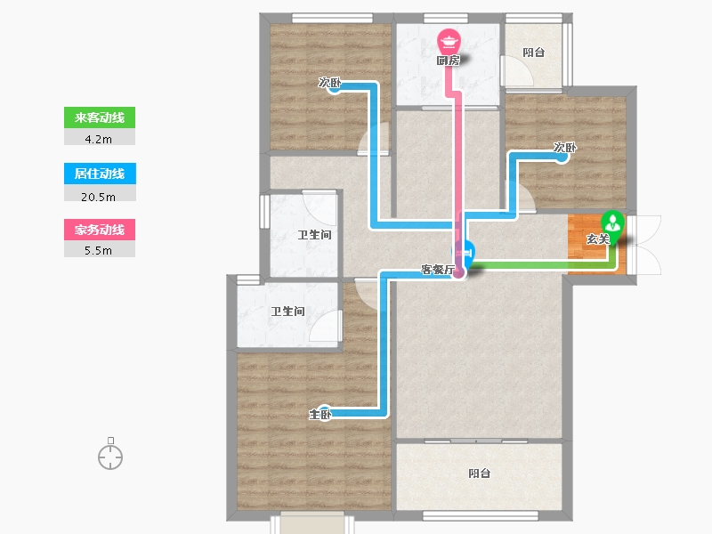 河南省-郑州市-建海绿荫半岛26号楼,29号楼,30号楼125m²-100.00-户型库-动静线