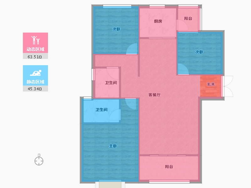 河南省-郑州市-建海绿荫半岛26号楼,29号楼,30号楼125m²-100.00-户型库-动静分区