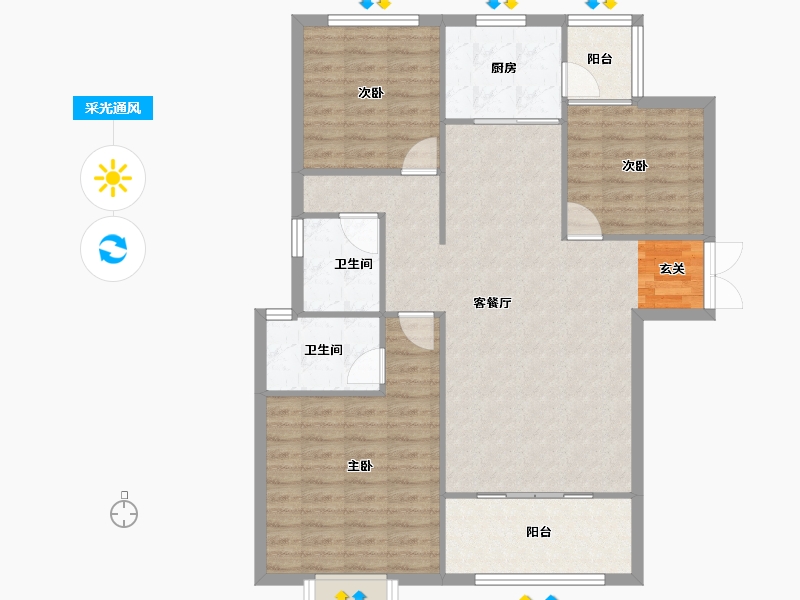 河南省-郑州市-建海绿荫半岛26号楼,29号楼,30号楼125m²-100.00-户型库-采光通风