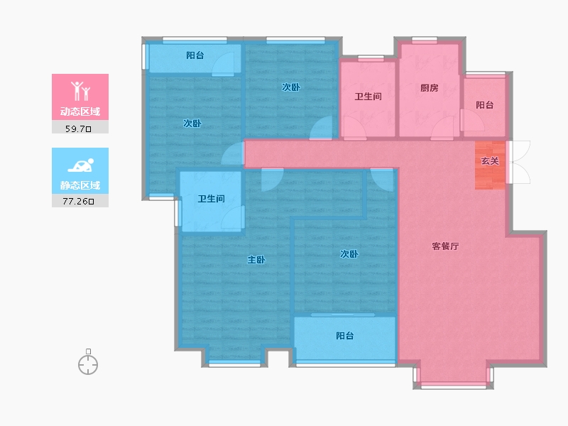 河南省-郑州市-建海绿荫半岛16号楼157m²-125.50-户型库-动静分区