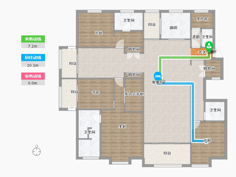 河南省-郑州市-建海绿荫半岛15号楼235m²-188.00-户型库-动静线