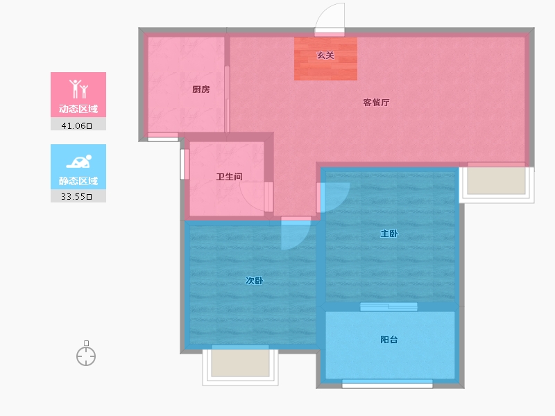 河南省-郑州市-建海绿荫半岛83平米户型83m²-66.39-户型库-动静分区