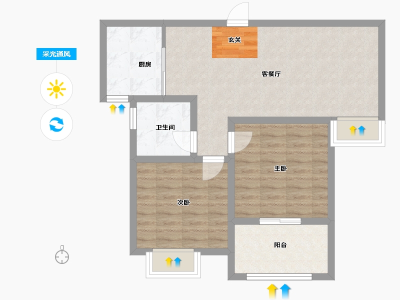 河南省-郑州市-建海绿荫半岛83平米户型83m²-66.39-户型库-采光通风