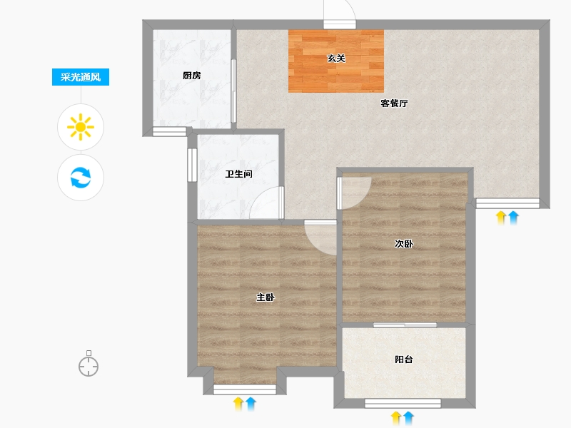 河南省-郑州市-建海绿荫半岛33号楼81m²-64.80-户型库-采光通风