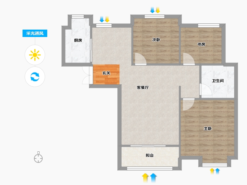 河南省-郑州市-建海绿荫半岛15号楼,26号楼,30号楼103m²-82.39-户型库-采光通风