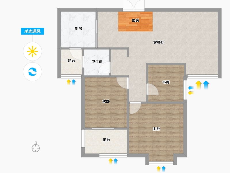 河南省-郑州市-建海绿荫半岛30号楼105m²-84.00-户型库-采光通风