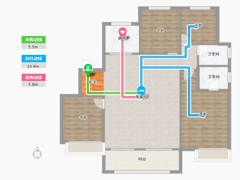 河南省-郑州市-郑西鑫苑名家52号楼145m²-116.00-户型库-动静线