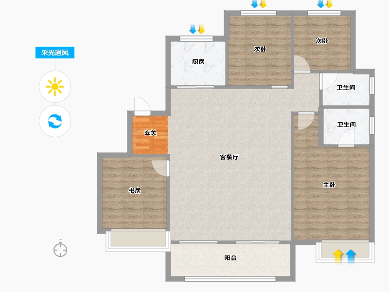 河南省-郑州市-郑西鑫苑名家52号楼145m²-116.00-户型库-采光通风