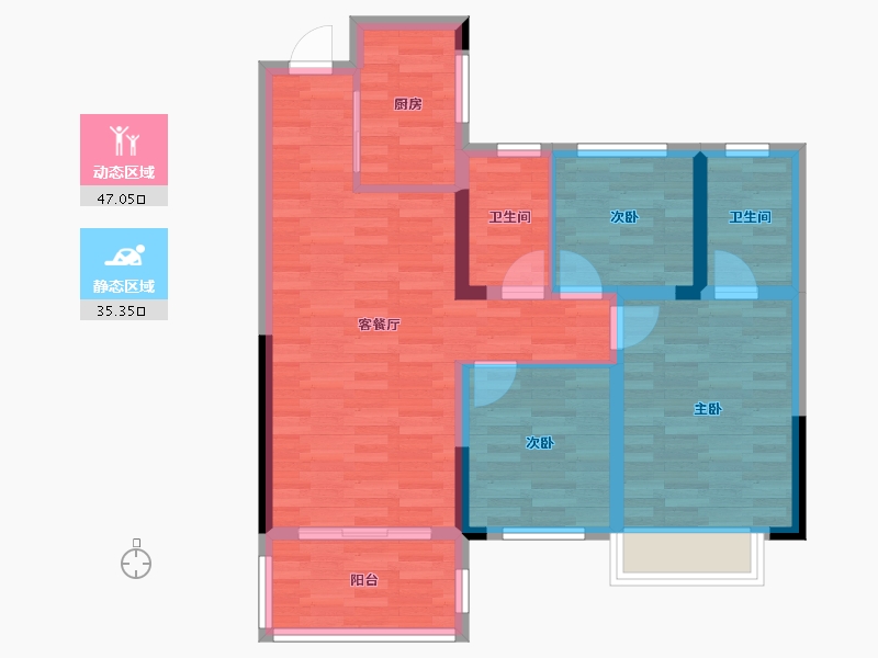 湖南省-长沙市-保利东郡-73.03-户型库-动静分区