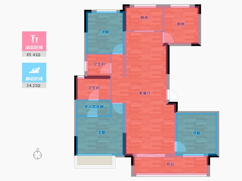 湖南省-长沙市-保利东郡-88.42-户型库-动静分区