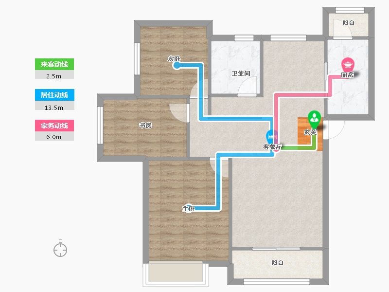 河南省-郑州市-郑西鑫苑名家1栋103m²-82.40-户型库-动静线