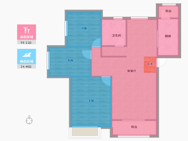 河南省-郑州市-郑西鑫苑名家1栋103m²-82.40-户型库-动静分区