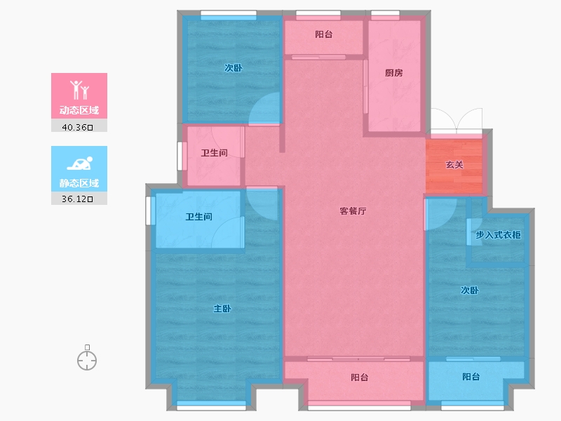 河南省-郑州市-郑西鑫苑名家四期24,3期16,3期17,3期18,3期19,二期220号楼-68.81-户型库-动静分区