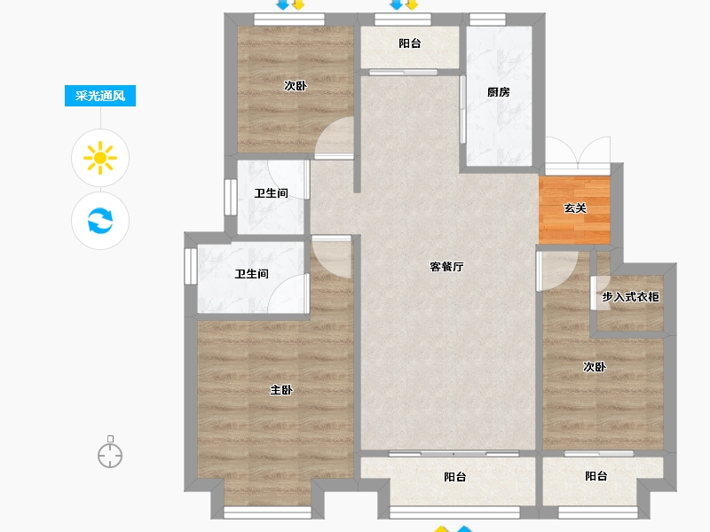 河南省-郑州市-郑西鑫苑名家四期24,3期16,3期17,3期18,3期19,二期220号楼-68.81-户型库-采光通风