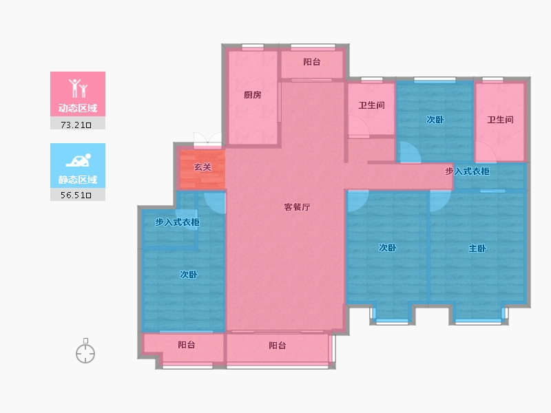 河南省-郑州市-郑西鑫苑名家四期33,3期18148m²-118.41-户型库-动静分区