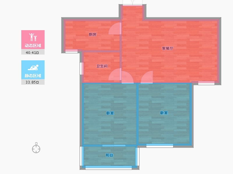 河南省-郑州市-国泰紫荆园17号楼c-b-2户型85m²-67.77-户型库-动静分区