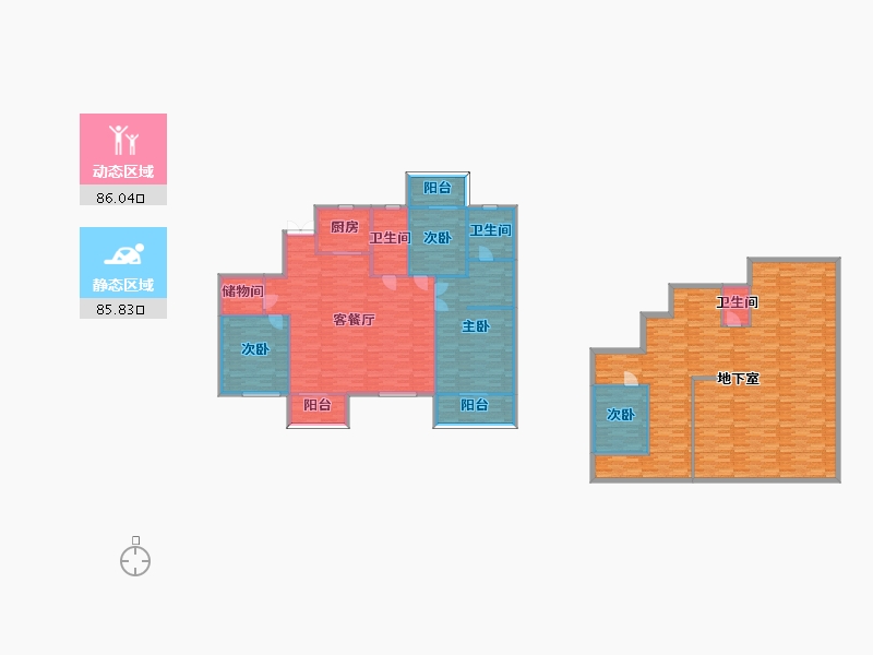 河南省-郑州市-翰林华府17A-2户型182m²-268.11-户型库-动静分区