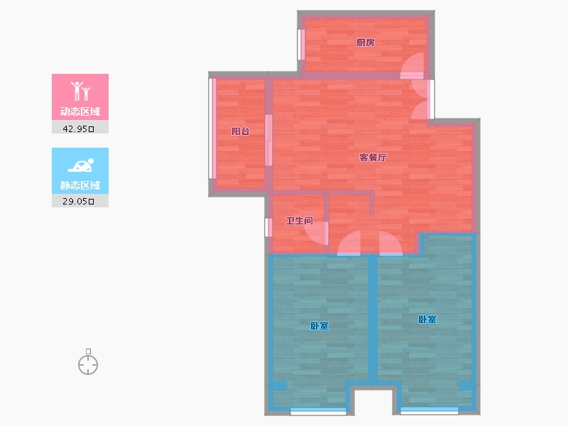 河南省-郑州市-永丰乐城2-E-3户型80m²-64.00-户型库-动静分区