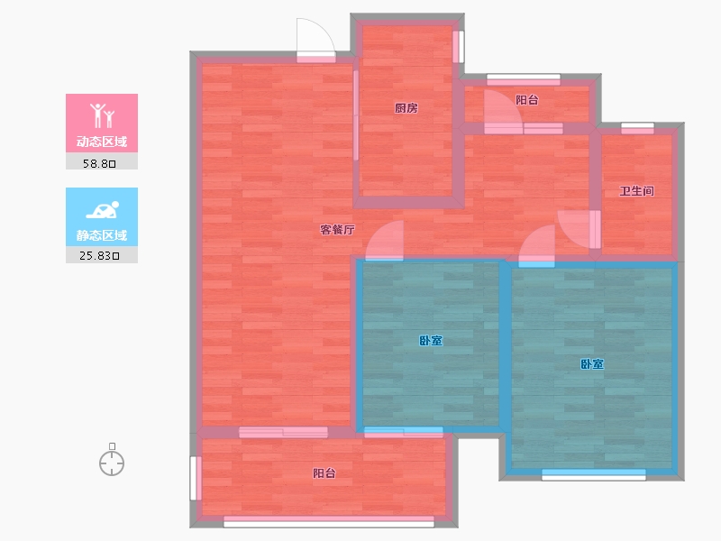 河南省-郑州市-融侨美域A2a户型94m²-75.20-户型库-动静分区