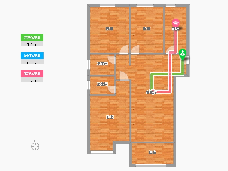 河南省-郑州市-正商智慧城C1户型128m²-102.23-户型库-动静线